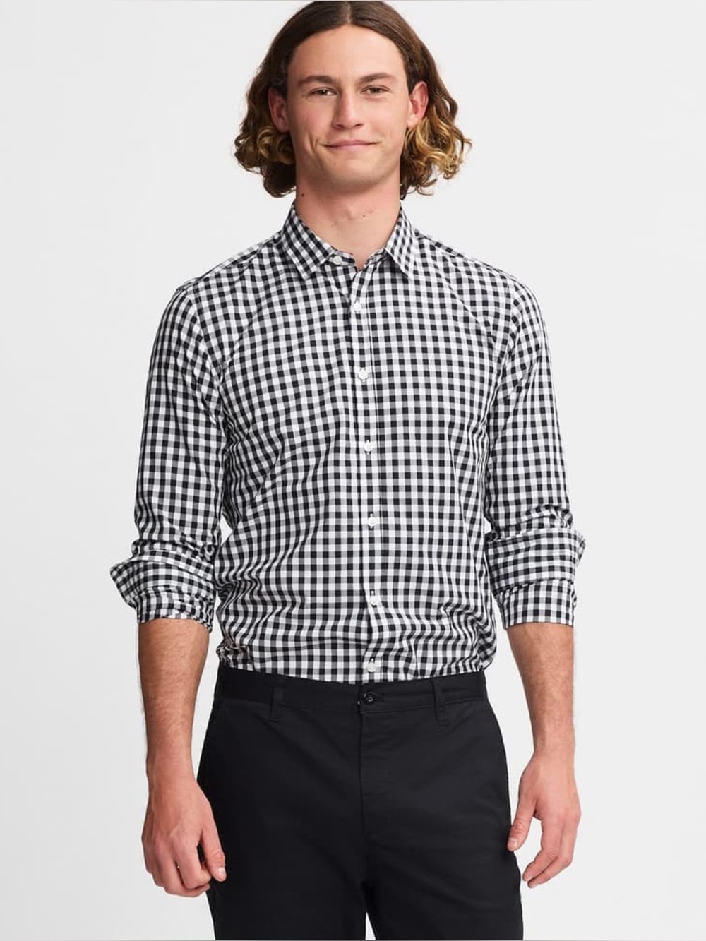 J. Crew Black & White Gingham Button-Down Shirt